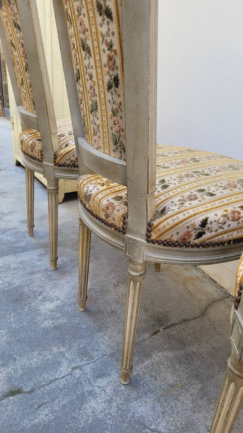 Series of 4 old Louis XVI style chairs
