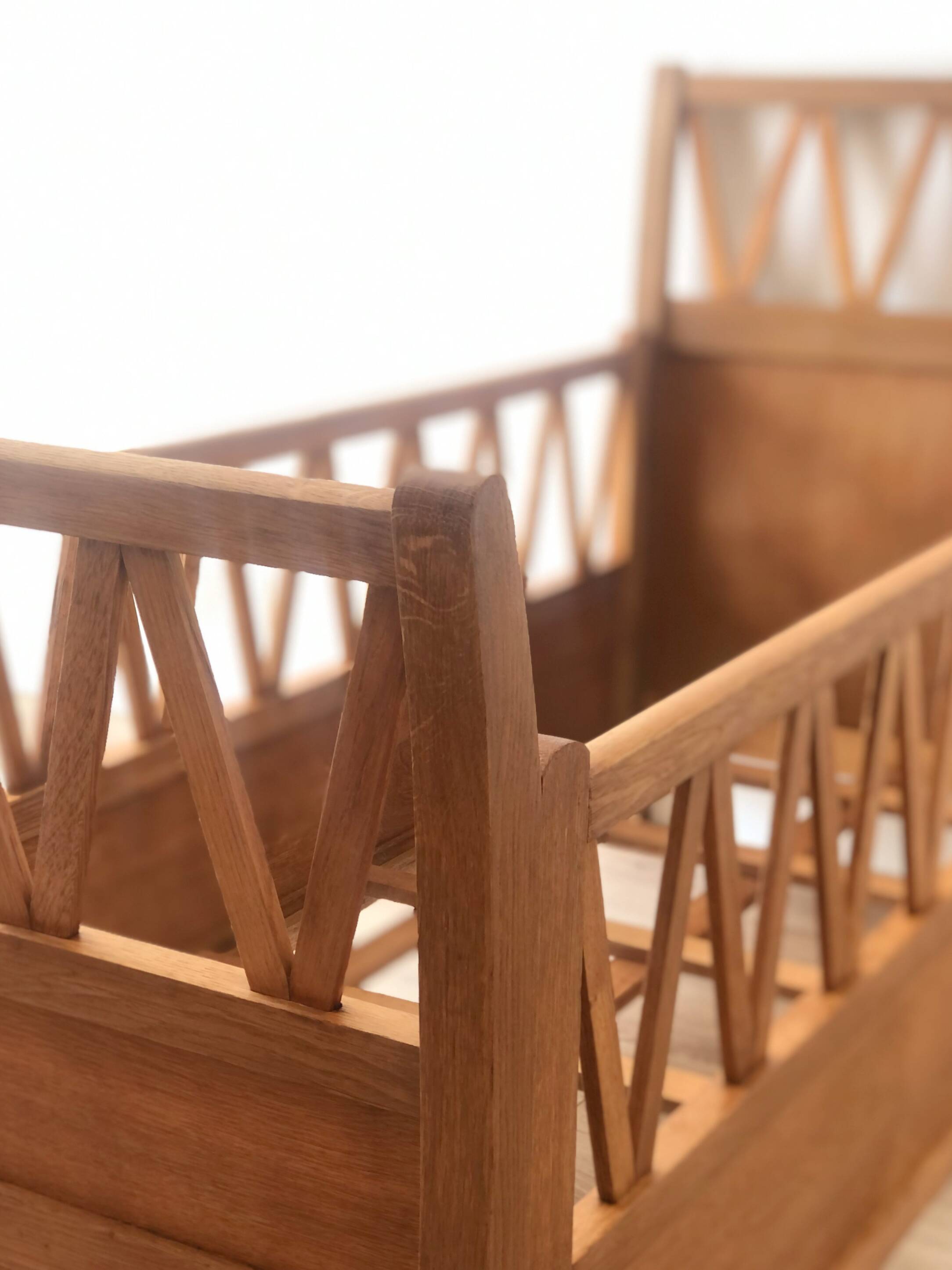Vintage solid beech baby bed