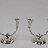 Paire de chandeliers candélabres avec porte-bougie double fait d'argent