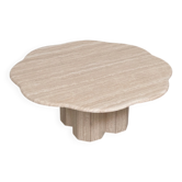 Table basse en travertin sculptural français élégant, années 1980