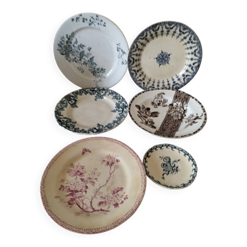 6 antique ironstone plates – Mix & Match