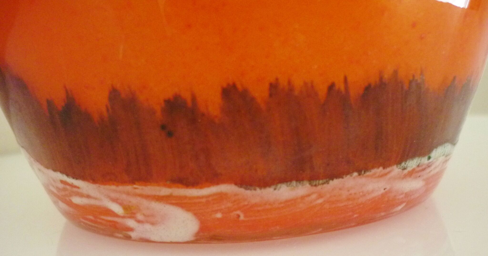 Seau, pot à biscuits ancien, verre soufflé, émaillé, ateliers Legras, art nouveau