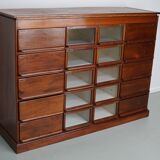 Vintage Dutch Oak / Mahogany Haberdashery Shop Cabinet, 1930s