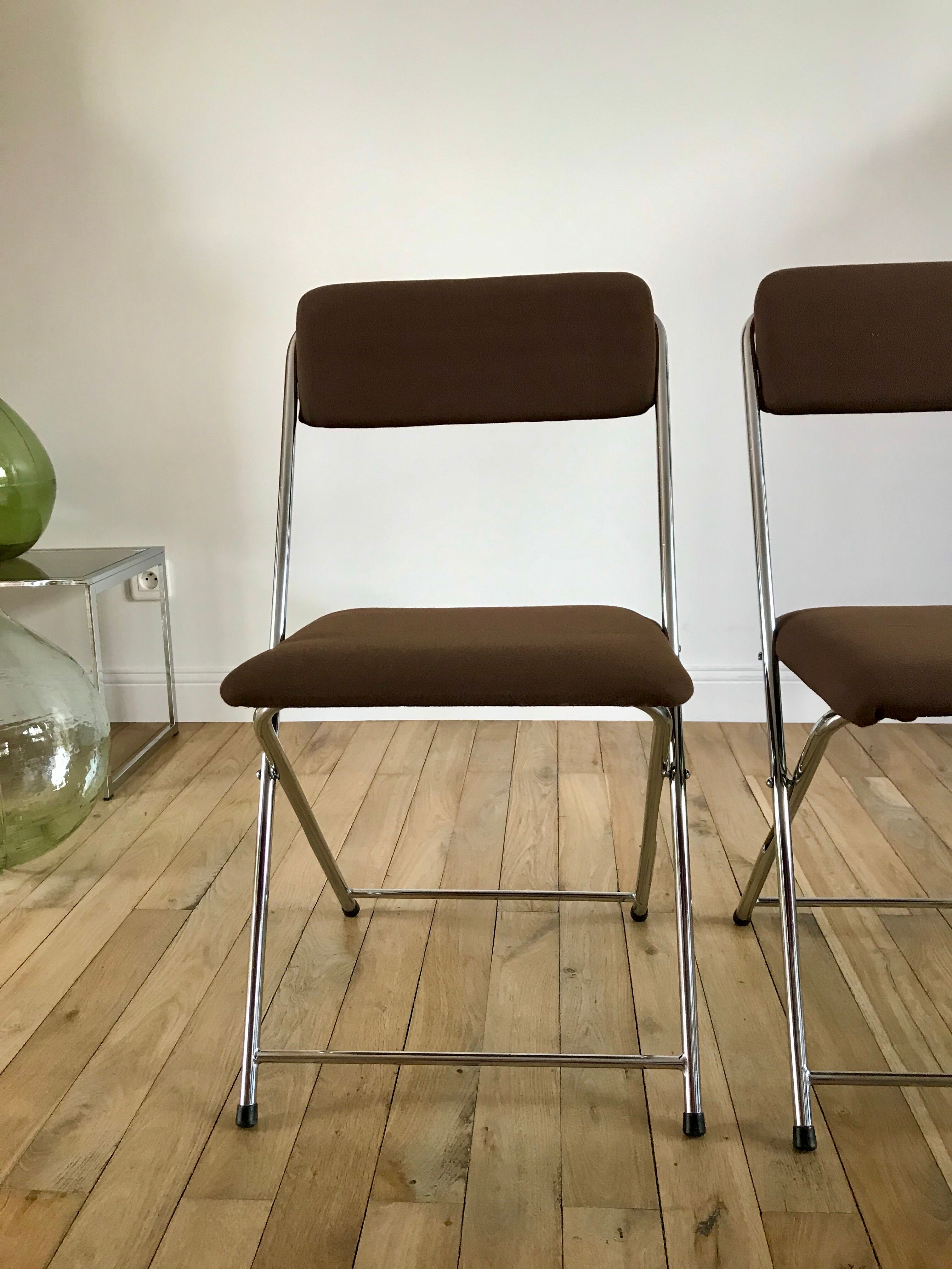 Pair of folding chairs eyrel made in france 1970s
