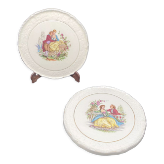 Duo of small dessert or decorative plates Ceranord St Amand Watteau - MLRDP3