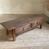 Table basse de ferme rustique ancienne en chêne