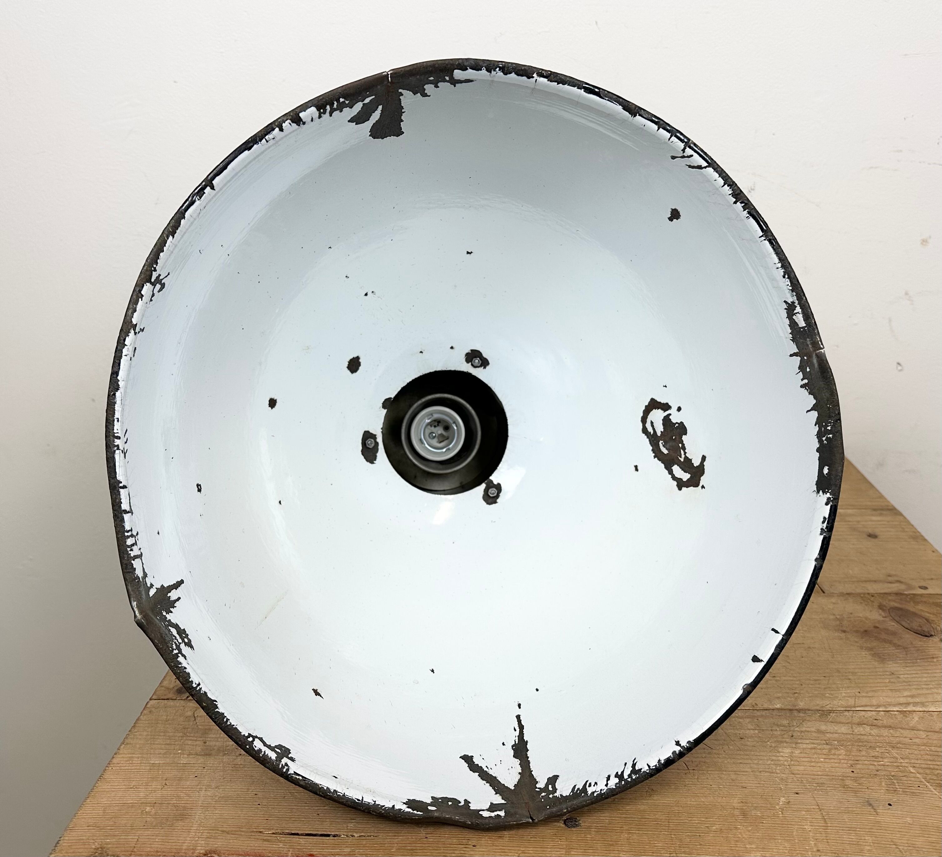 Set of 4 Industrial Bauhaus Black Enamel Pendant Lamps, 1960s