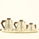 Art Deco Silver-Plated Tee or Coffee Set With Matching Tray, France, 1930s