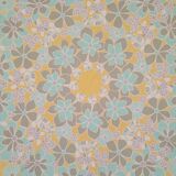 Round tablecloth and 6 napkins with vintage flower patterns