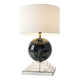 Architectural Stepped Lucite Lamp with Faux Marble Glass Sphere 1970s