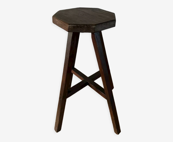 Tabouret sellette atelier en bois