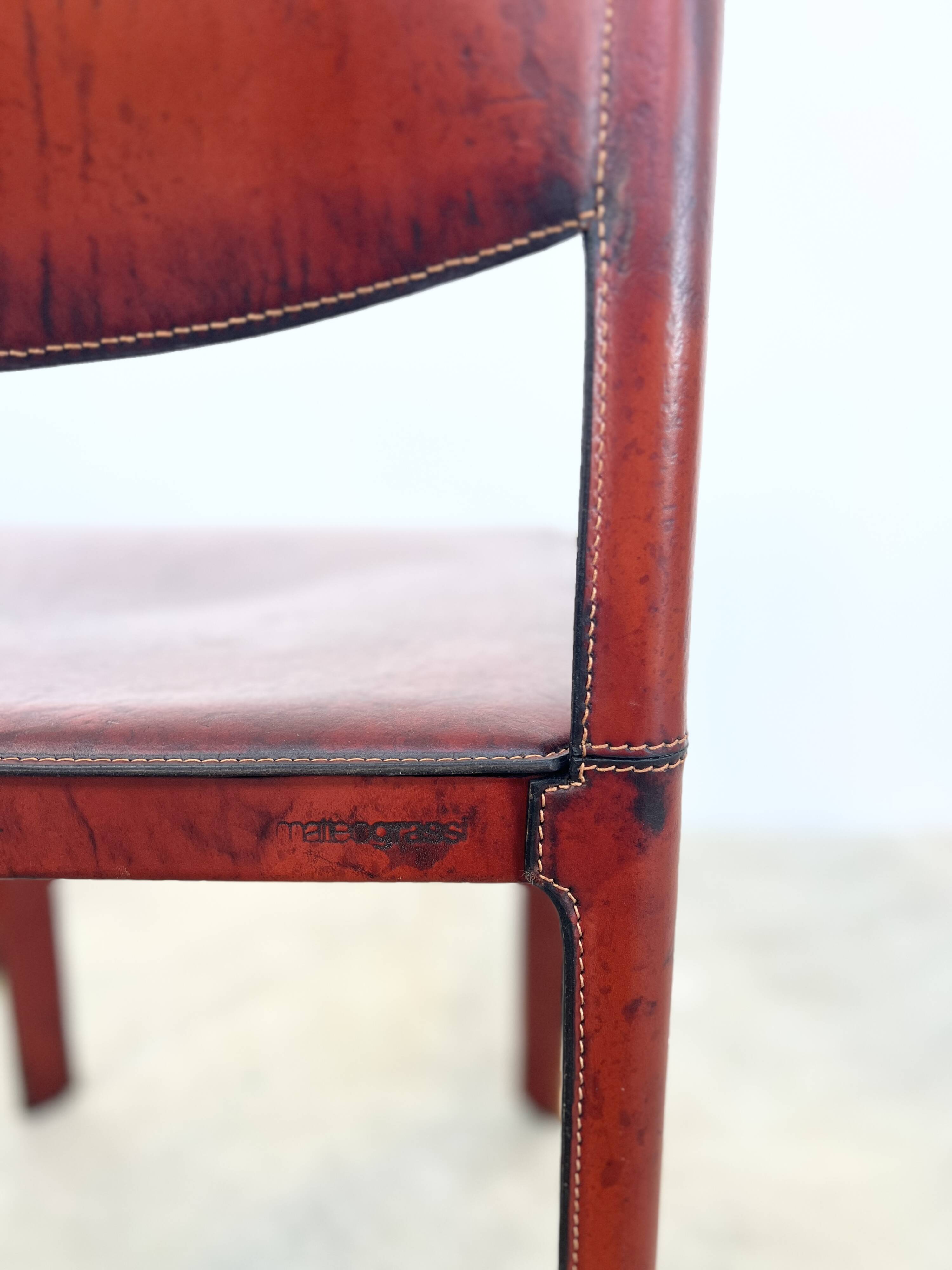 Lot de 4 chaises Matteo Grassi cuir rouge