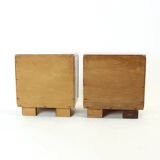 Lot de 2 tables de chevet Art Déco en noyer, Tchécoslovaquie années 1940