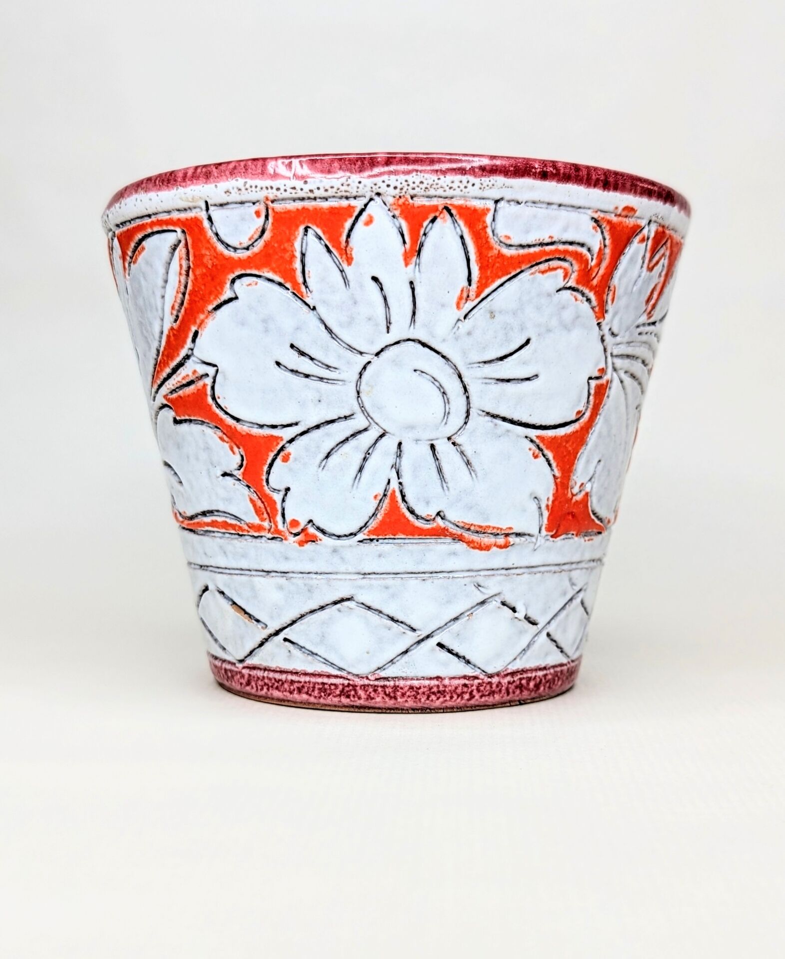 Vintage Fratellini Fanciullacci orange cache-pot