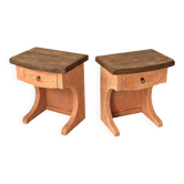 Pair of orange-pink patinated bedside tables