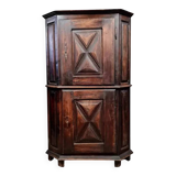 Encoignure rustique style Louis XIII en chêne massif vers 1800