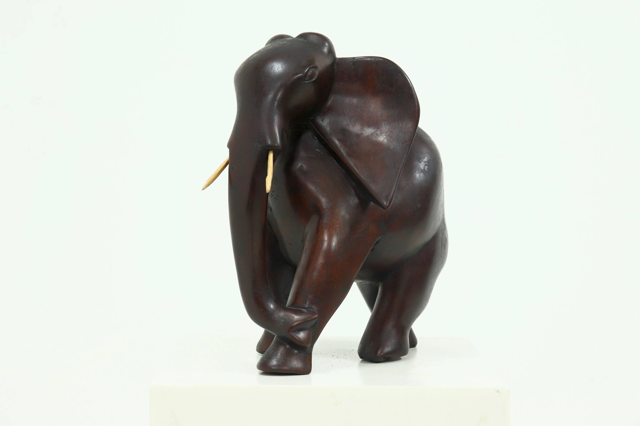 Large Mahogany Sculptural Elephant 1970s