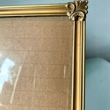 Cadre photo vintage en métal doré 25,5 cm x 23 cm verre convexe