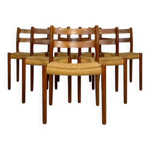 Ensemble de 6 chaises - teck cordage