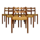 1960s Set of 6 Danish Teak Papercord Dining Chairs Model 84 by Niels Møller