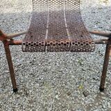 Pair of perforated metal armchairs by René Malaval 1950