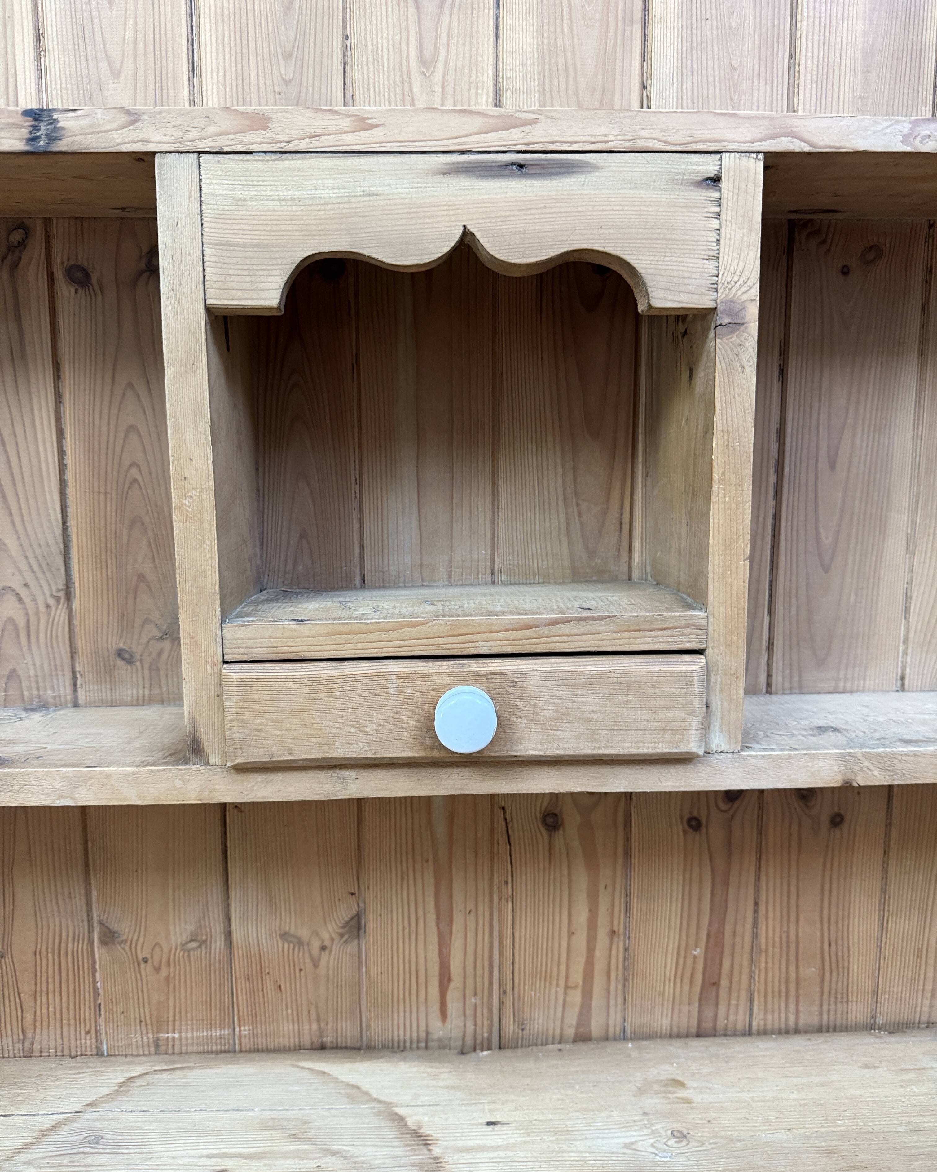 Antique English two-body buffet in solid pine (renovated)