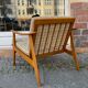 Fauteuil scandinave en bois et laine années 60