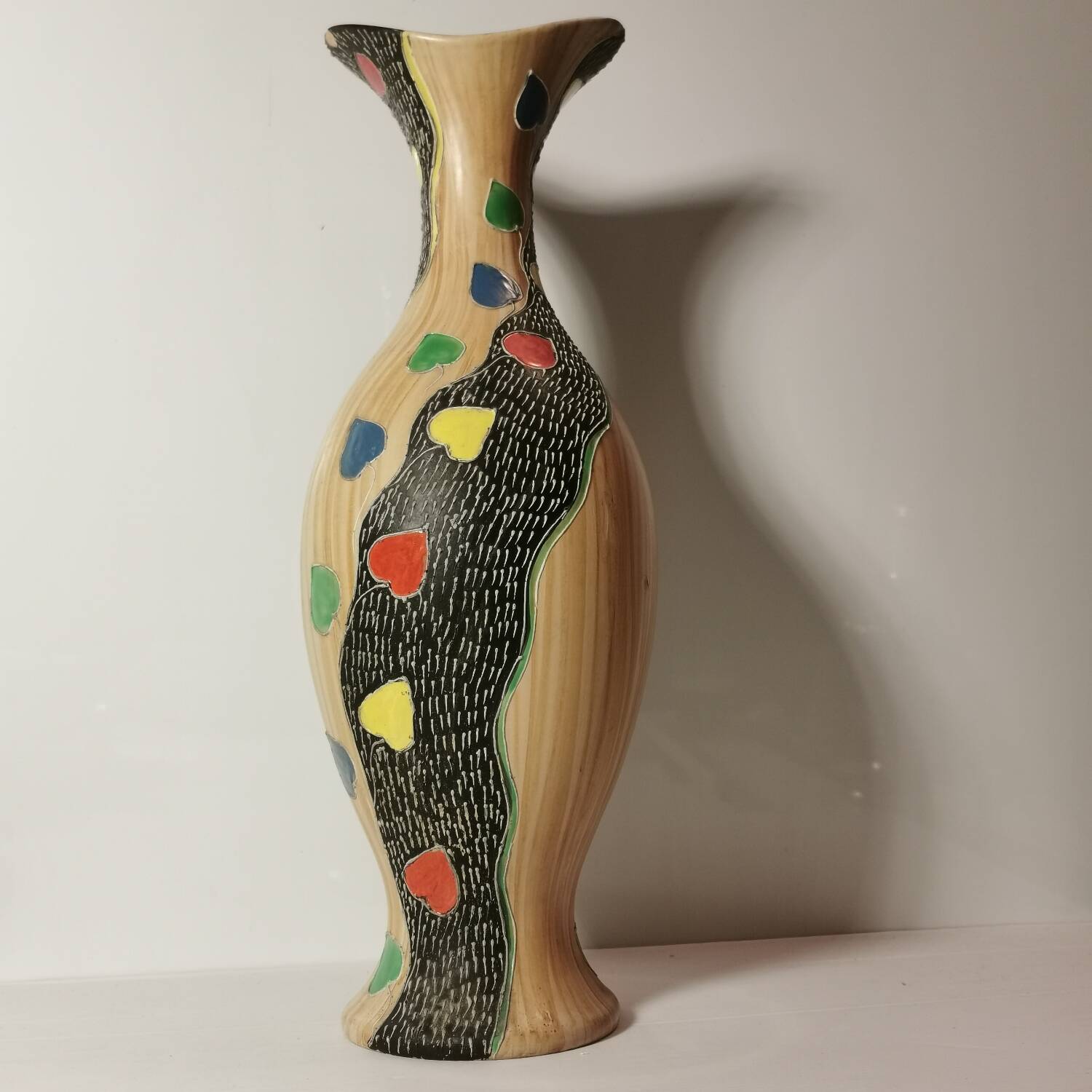 Large Deruta vase from the 1950s/1970s in enameled ceramic signed and numbered