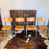 Set of 4 wood and metal chairs