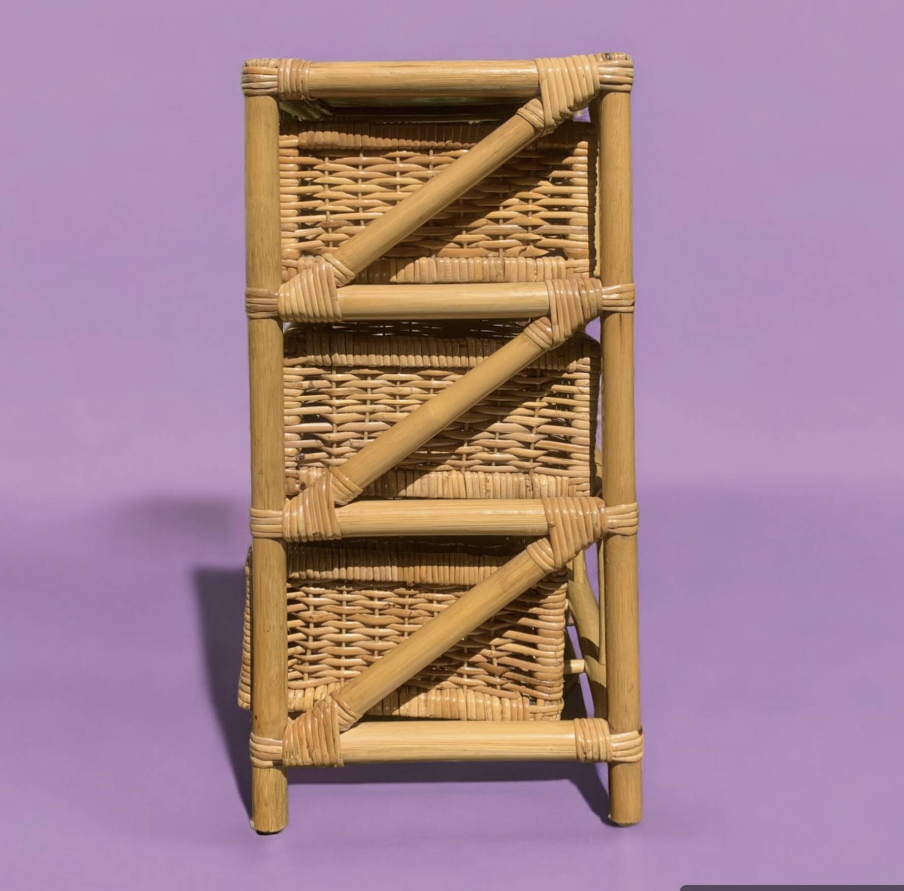 Vintage rattan and bamboo chest of drawers