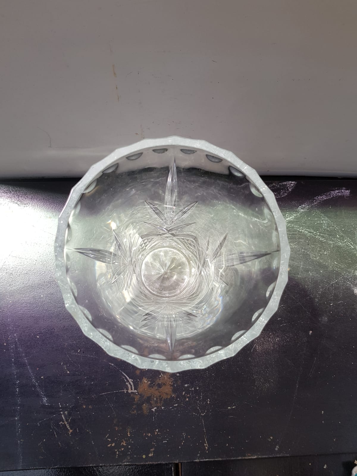 Old vase crystal carved decoration chisled vintage decoration