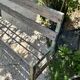 Garden bench in iron and wood and these 2 wooden stools