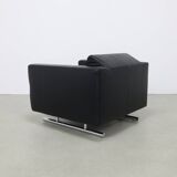 Lounge Chair in Leather and Chrome by Molinari