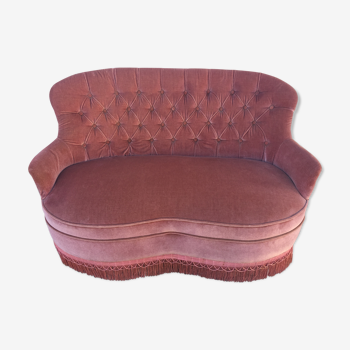 Vintage pink velvet padded seat