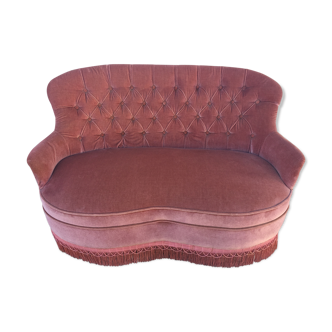 Vintage pink velvet padded seat