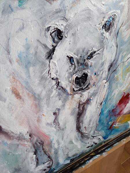 Painting 145cm Acrylic on panel surrealism white bear