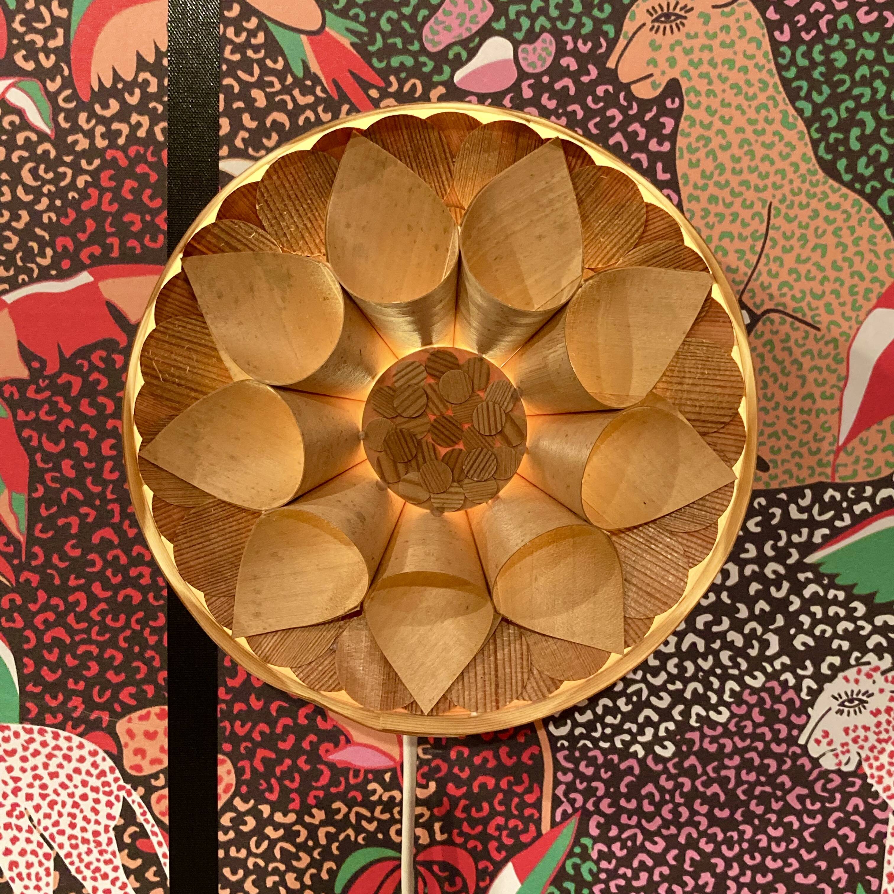 Large wooden wall light, Scandinavian design, 1950s.