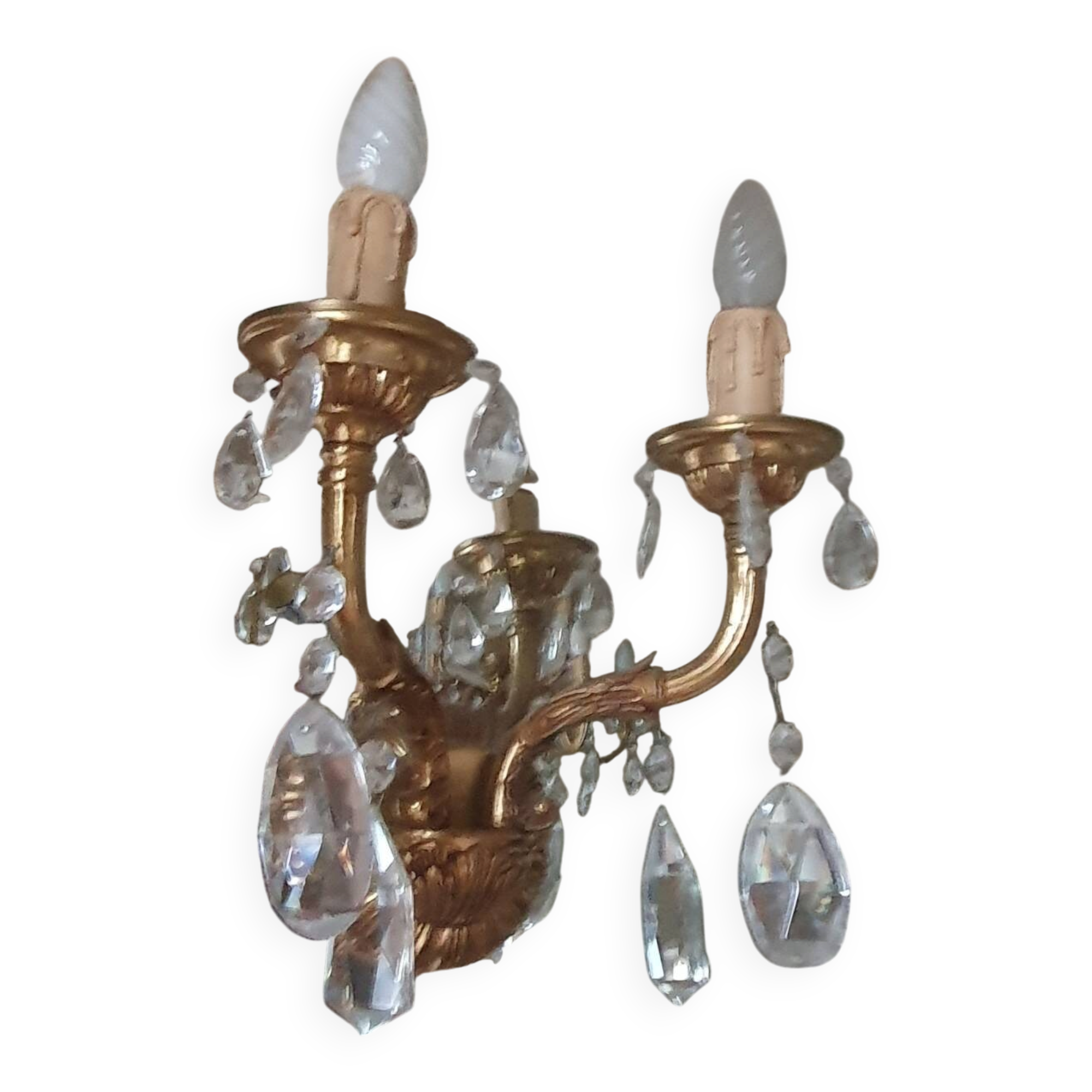 Vintage wall lamp with glass pendants.