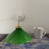 Wall lamp in green opaline and ceramic