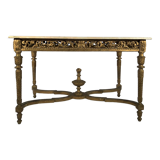 Middle wooden table with green-golden patina Louis XVI style, nineteenth century.