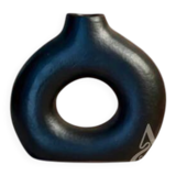 Mini textured matte black artisanal vase Tafoukt