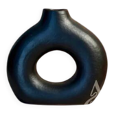 Mini textured matte black artisanal vase Tafoukt