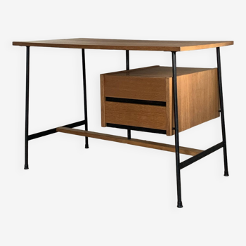 Modernist oak and metal desk