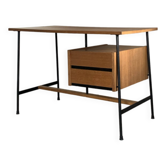 Modernist oak and metal desk