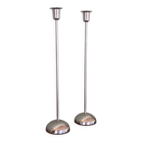 Pair of chrome candlesticks or candelabras - Ikea design from the 90s