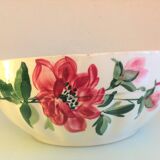 Round salad bowl with Pierrefonds decoration from the Sarreguemines earthenware factory / vintage 50s-60s