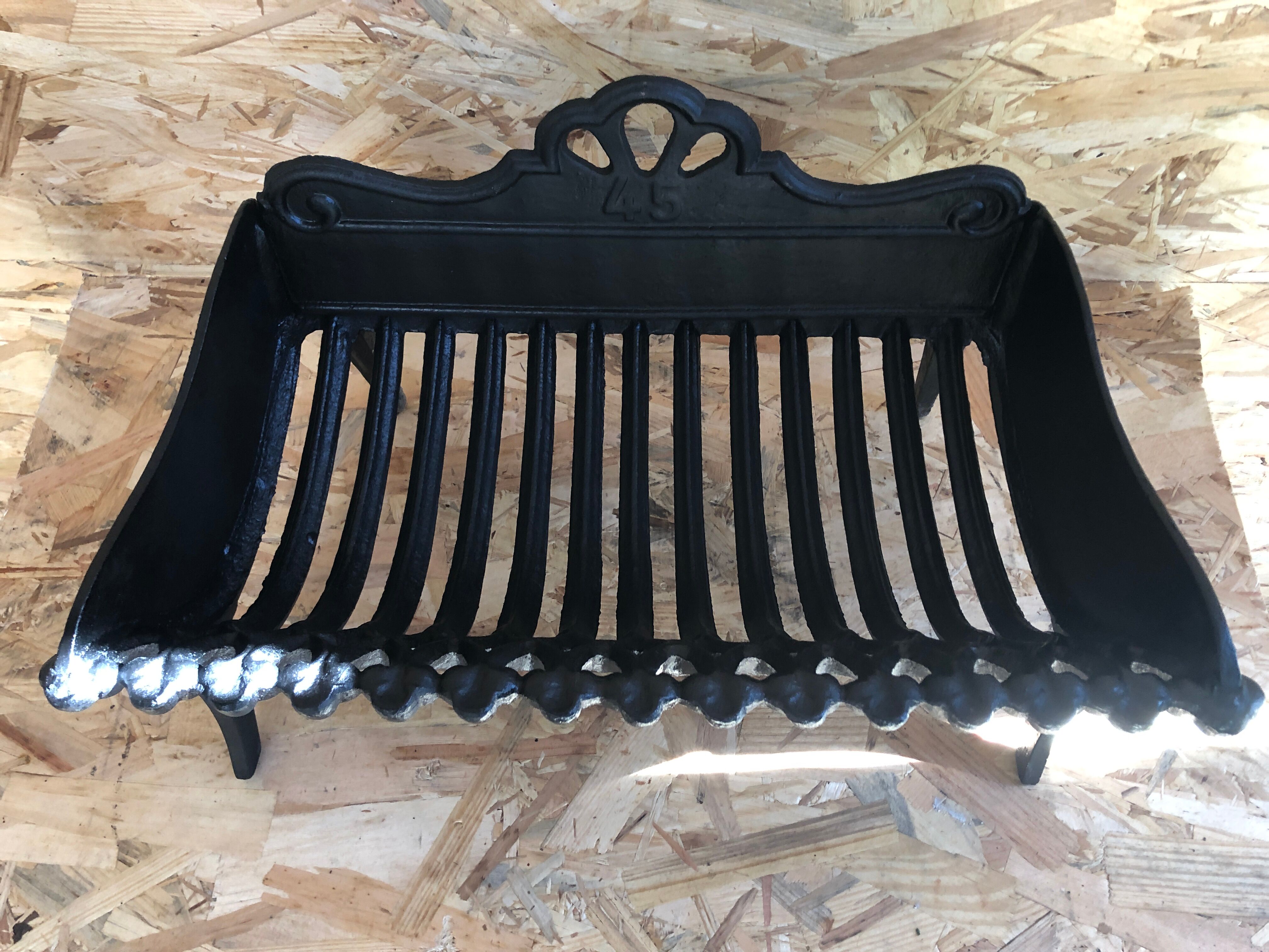 Old fireplace fireplace openwork grid cast iron black + removable plate vintage