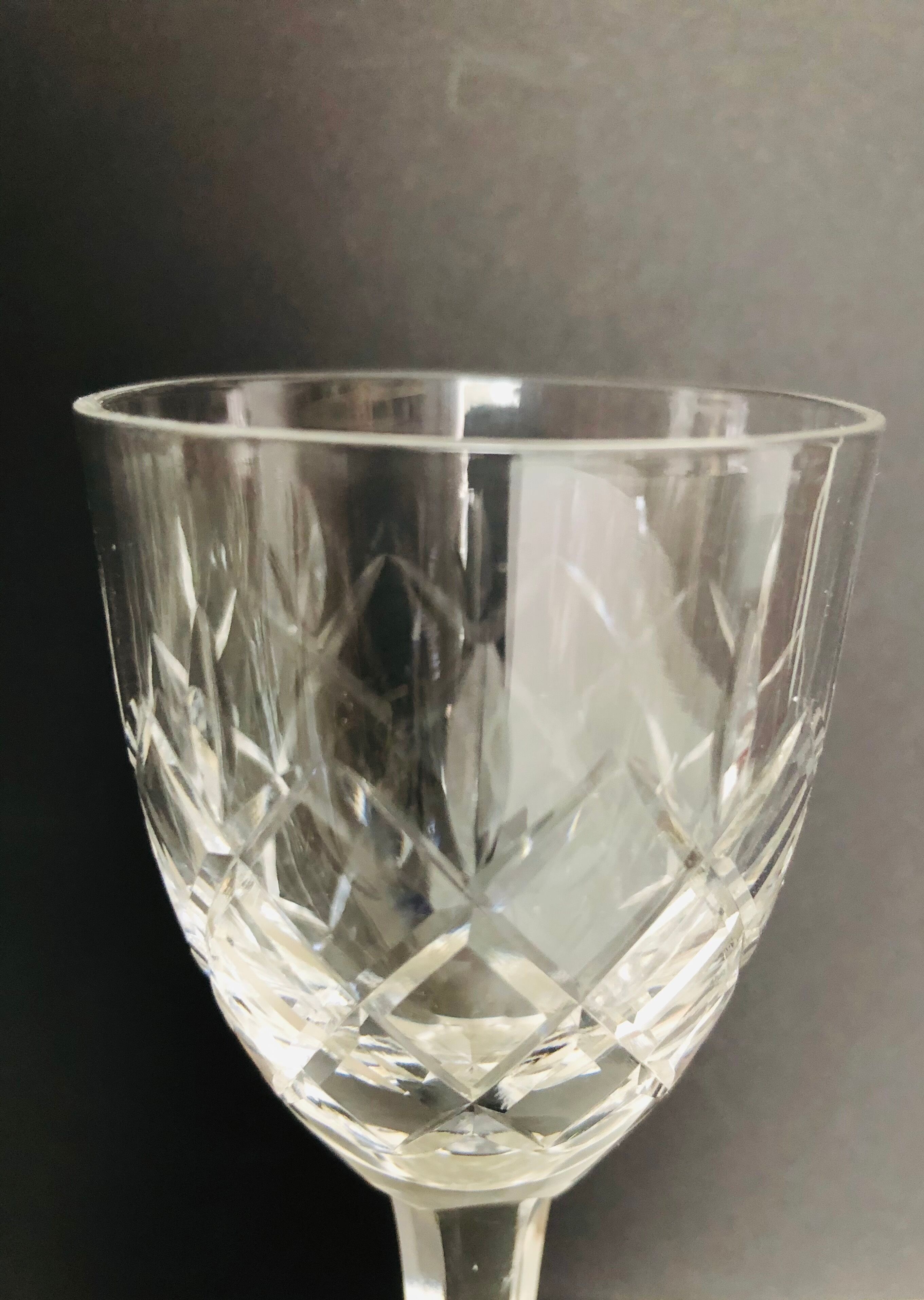Set of six crystal port glasses from Lorraine