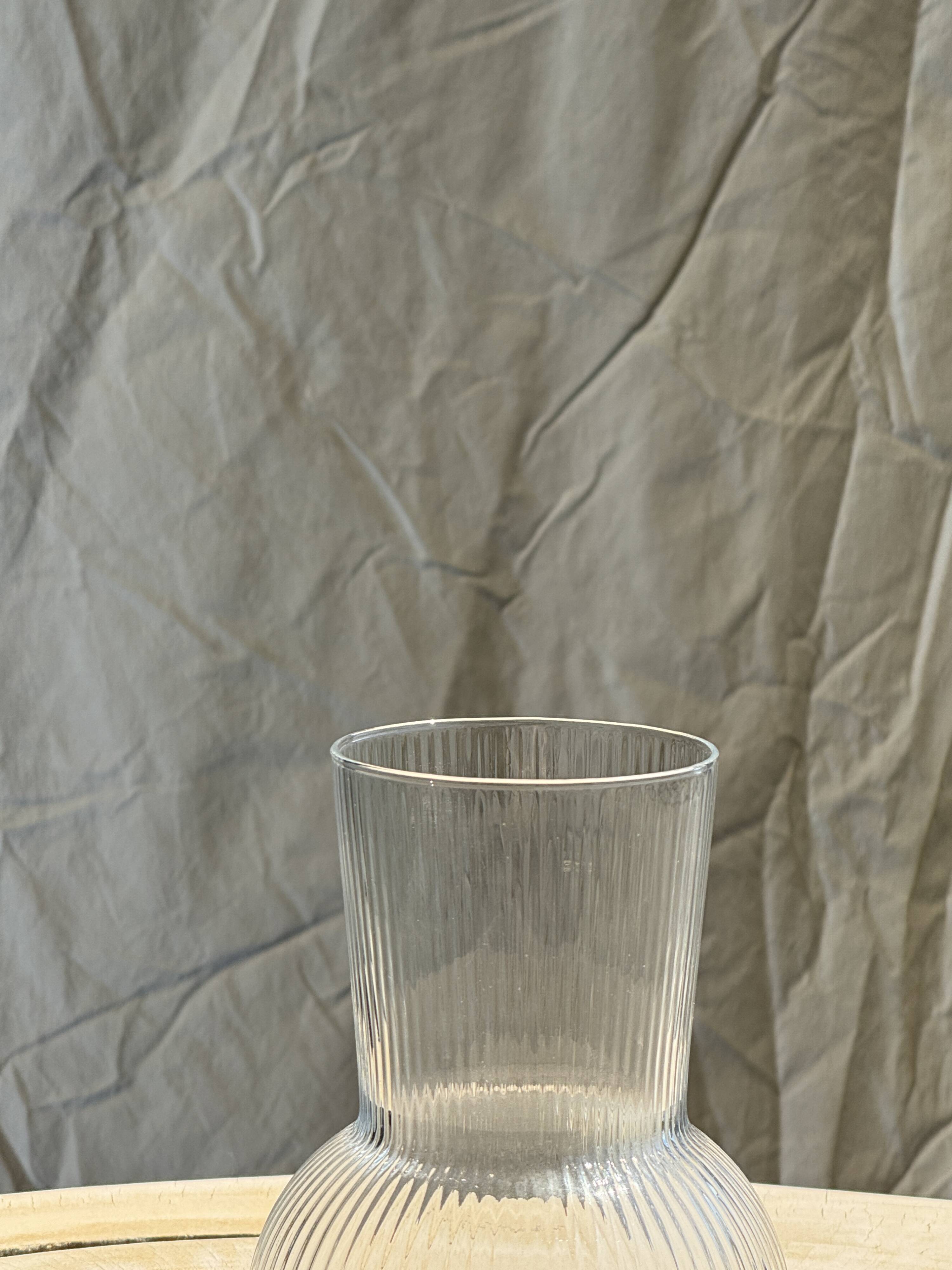 Ribbed glass ball vase