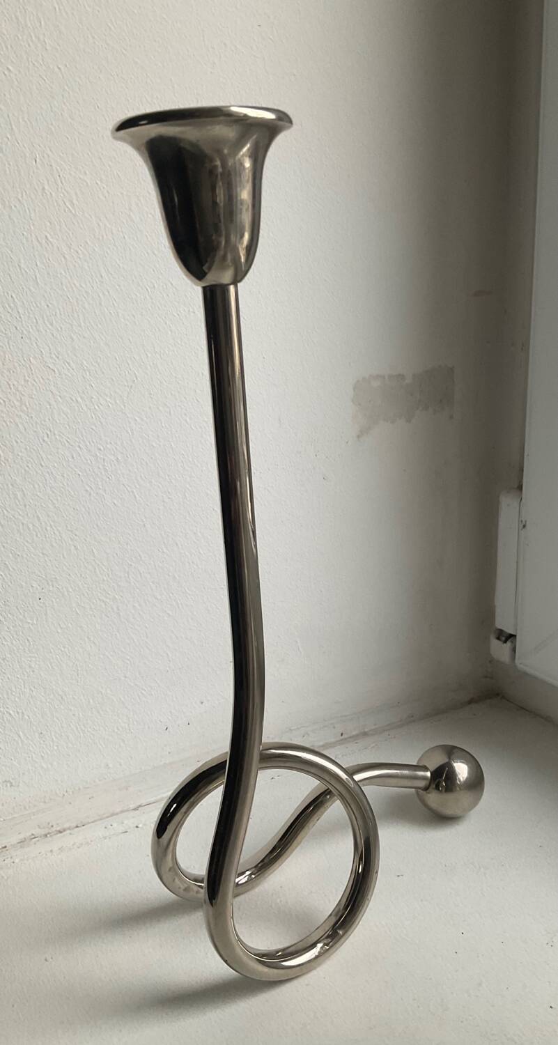 Vintage silver metal candle holder